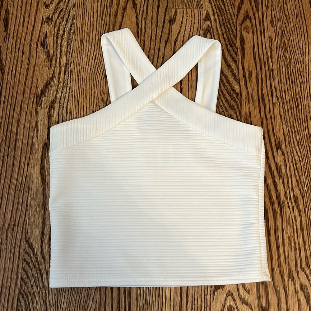 Sally Miller Dressy sleeveless white top, size L 12 girls
